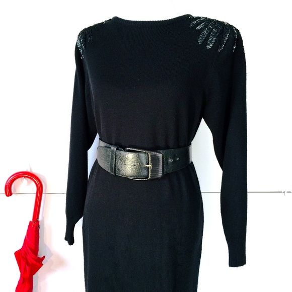 Plain Jane Dresses & Skirts - Vintage Plain Jane Sequin Shoulder Sweater Dress M